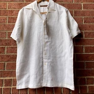Perry Ellis Men’s White Linen Short Sleeve Shirt